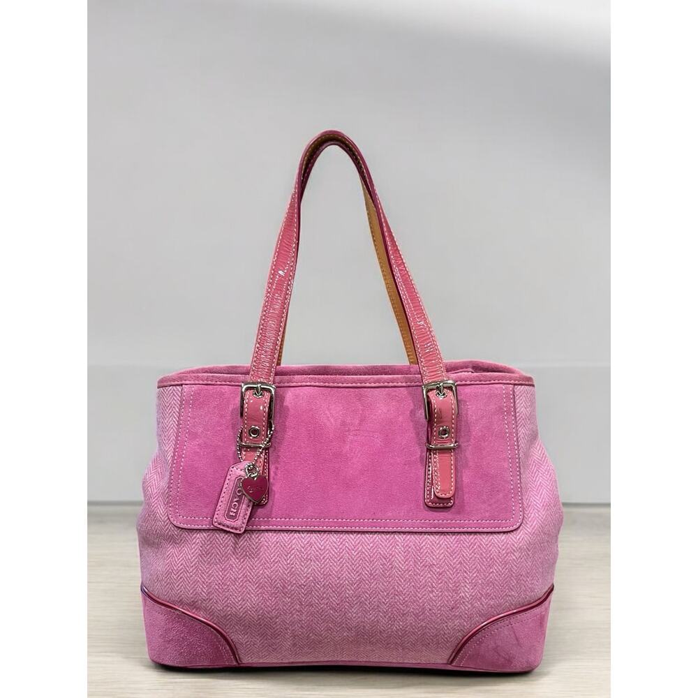 Vintage Coach 1408 Hamptons Herringbone Wool Satchel & FS5878 Wristlet - Picture 2 of 16